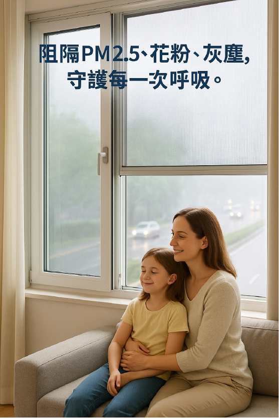 防霾紗窗功能介紹圖_守護家人